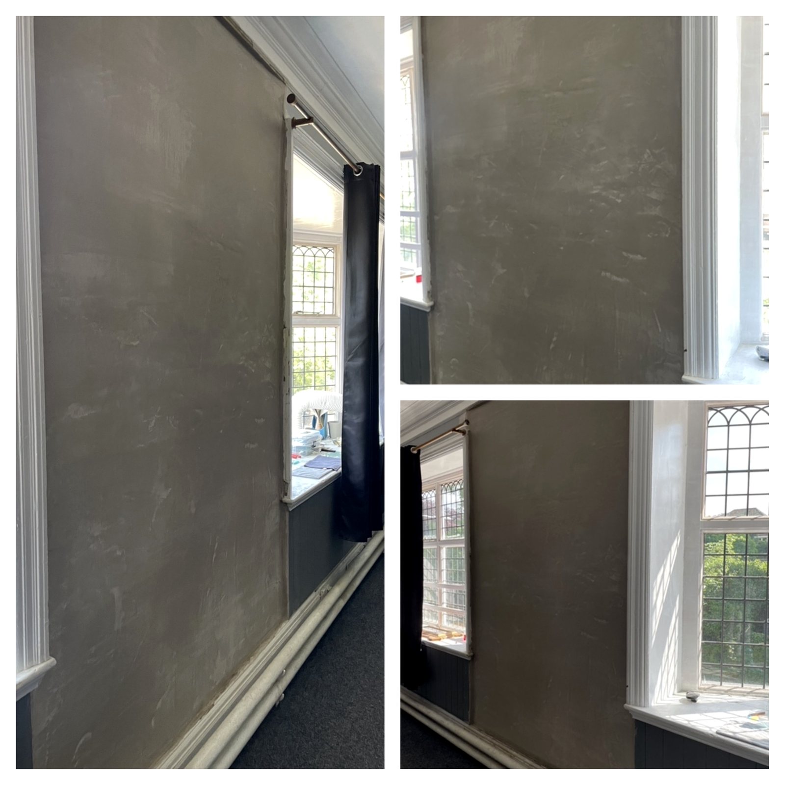 Grey plaster finish