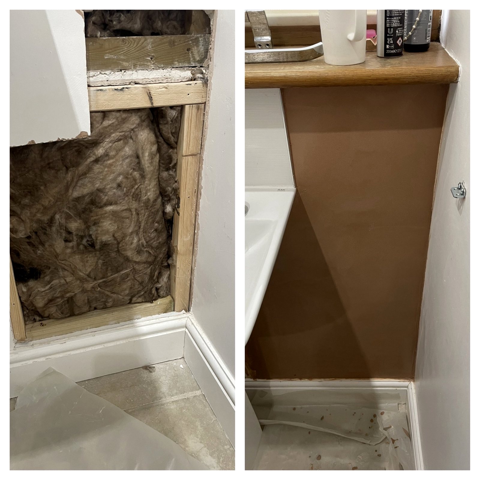 Plaster repair before and after